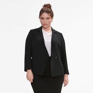 MM Lafleur Wells Jacket Blazer Black Single Button Career Jacket Plus 1X $265 +1